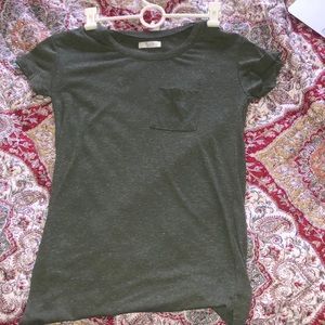olive green pocket tee cuffed sleeve tee size XS